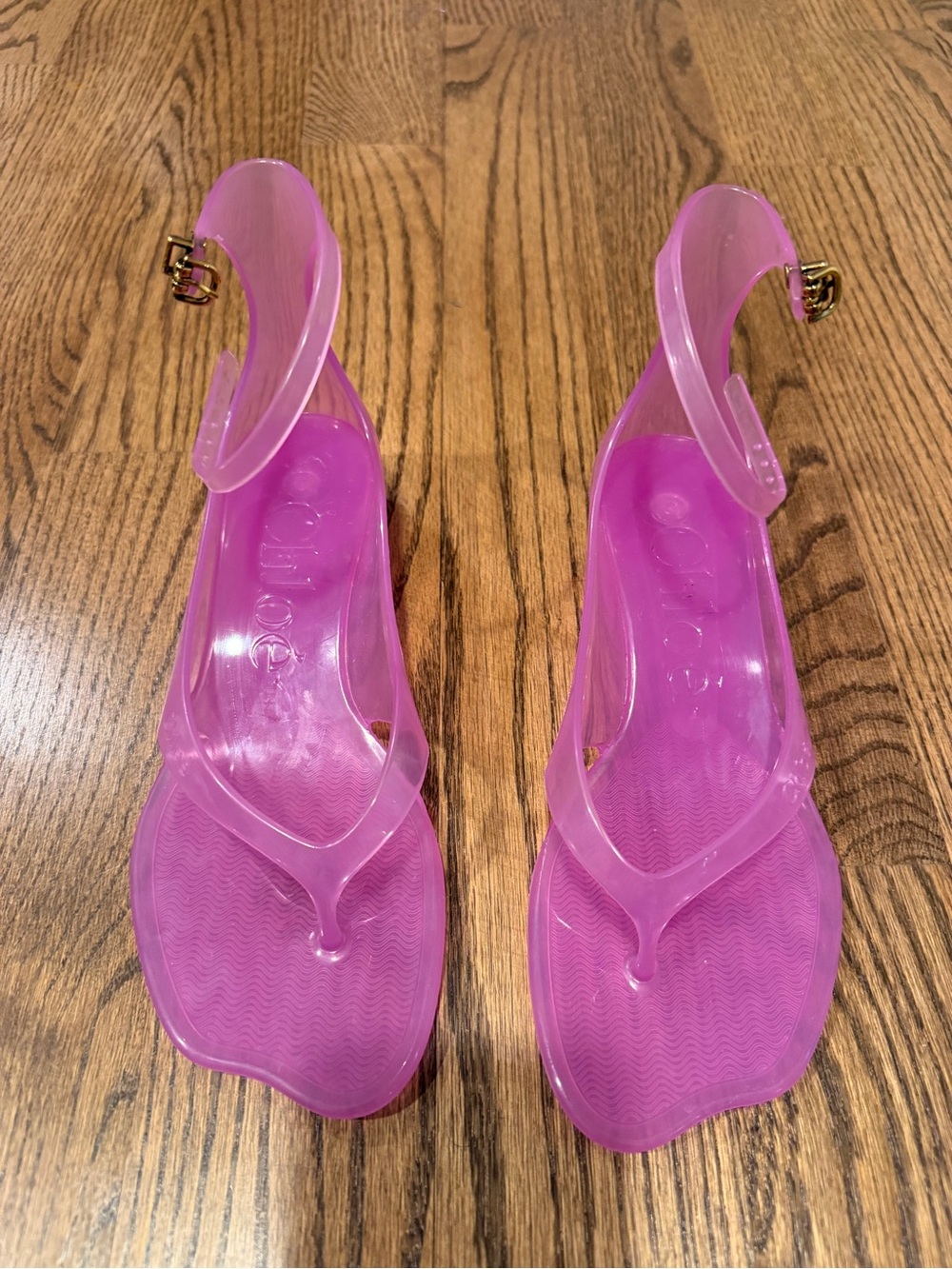 Chloe pink Jelly Ankle-Strap Thong Sandals